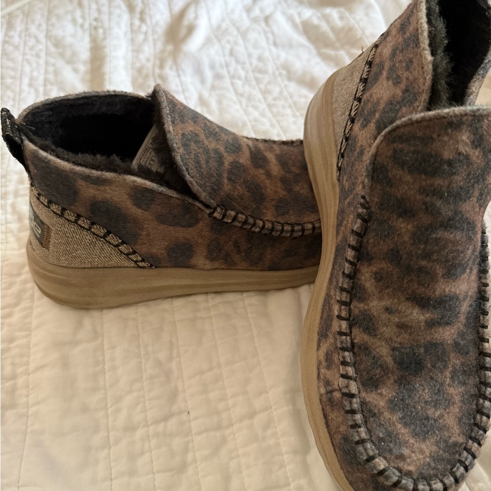 Hey Dude Leopard Print Slip-On Shoes